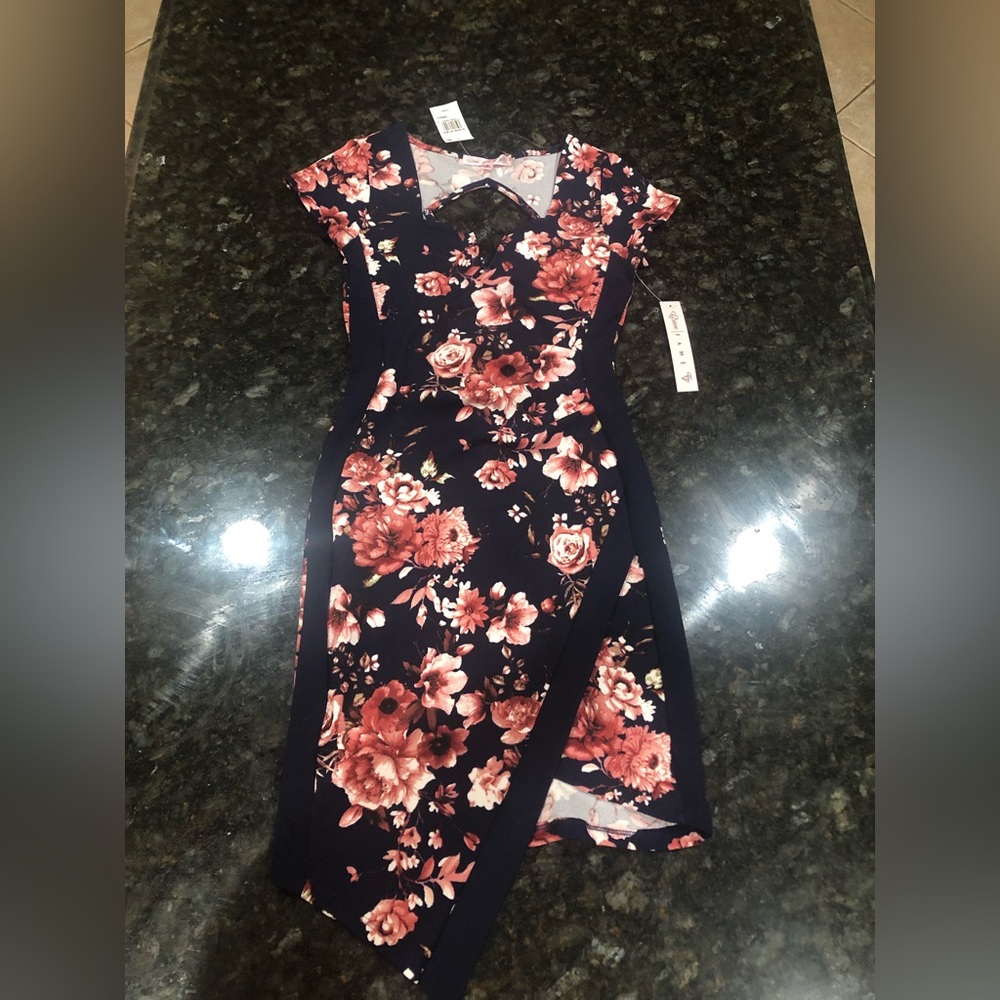 NWT Crave Fame navy floral dress size small.